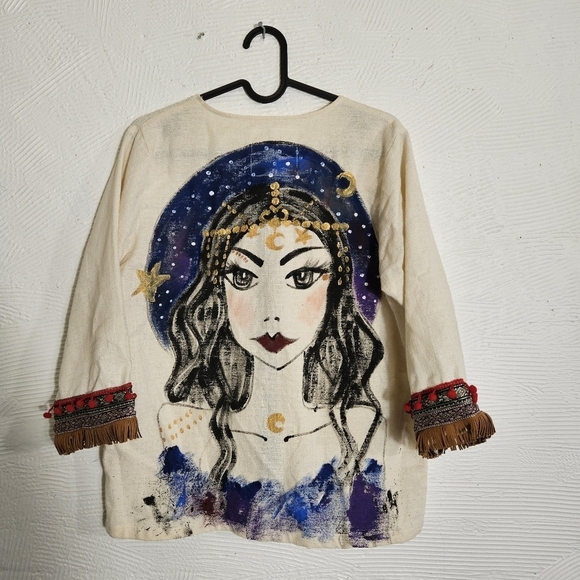Not A Boring Clothes Jackets & Blazers - Hand Painted Linen Jacket